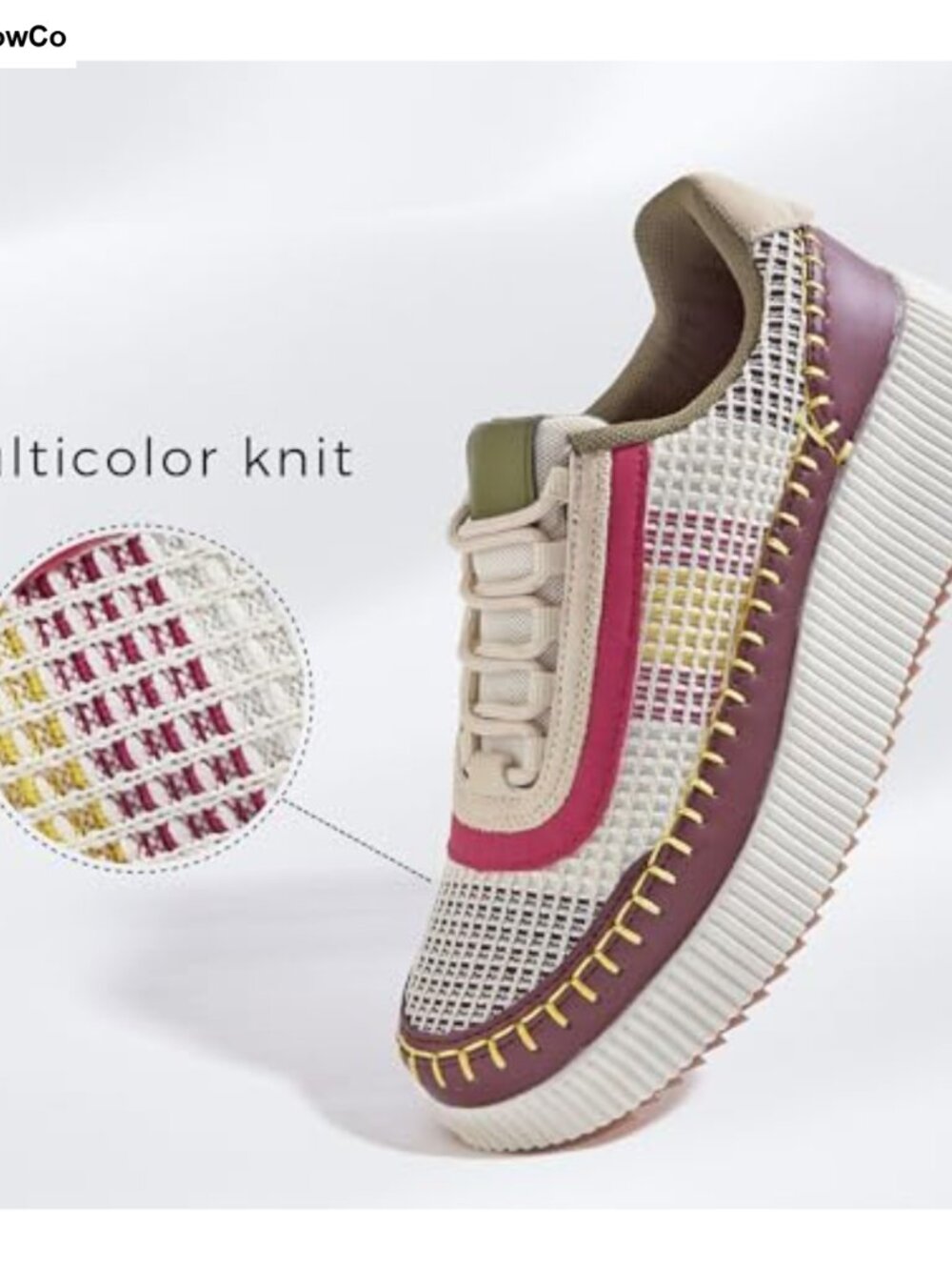 Woven Platform Sneakers Chunky Tennis Shoes Anti-Slip - Picture 2 of 6